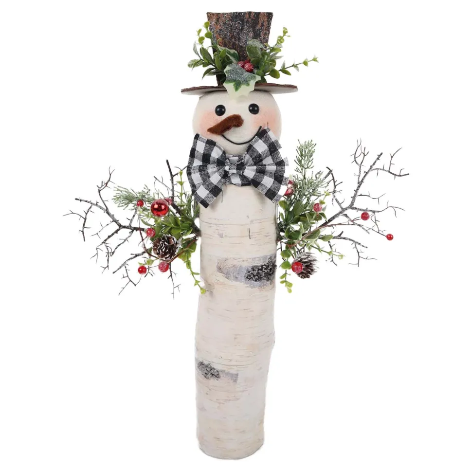 SNOWMAN BIRCH LOOK 12″X4″X20″ BLACK HAT