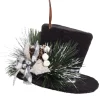 SNOWMAN TOP HAT 6″ BLACK W/SNOW BERRY