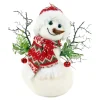 SNOWMAN W/ NORDIC SCARF & BERRIES 10.5″ WHT/GREEN/RED