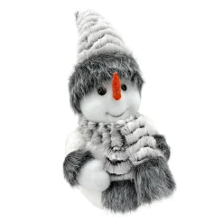 SNOWMAN WHITE/GRAY 10.5″ FUR HAT & SCARF