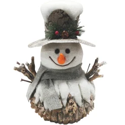 SNOWMAN WOODEN TREE TOP 9.5″x12.5″ NATURAL/BIRCH LOOK