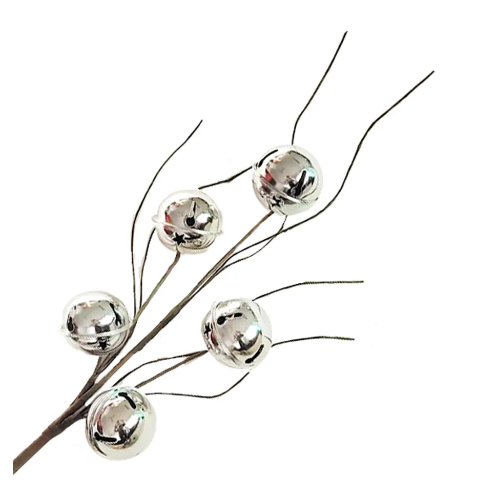 SPRAY BELLS 21″ SHINY SILVER W/ TWIGS