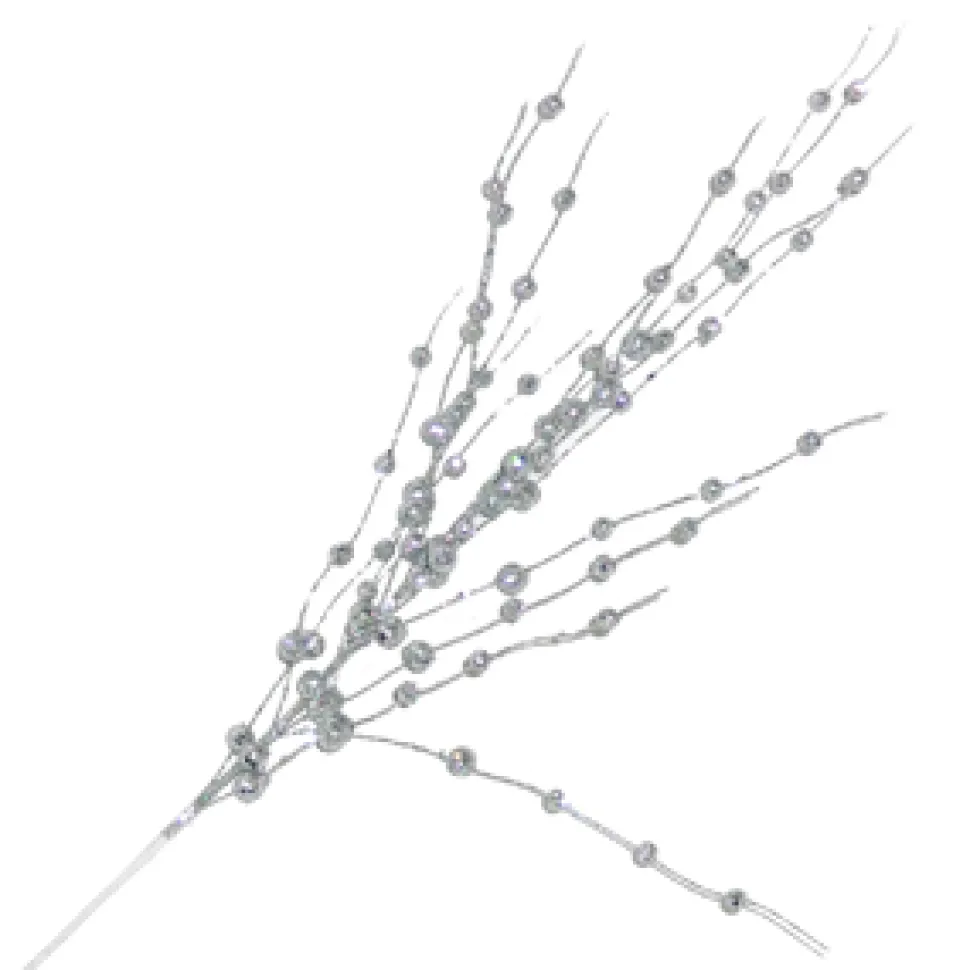 SPRAY BERRIES ON TWIGS 32″ SILVER GLITTER