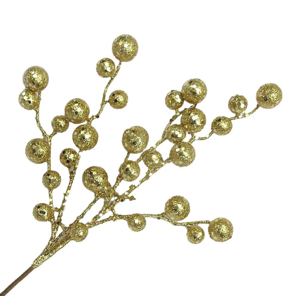 SPRAY BERRY 15″ GOLD GLITTER