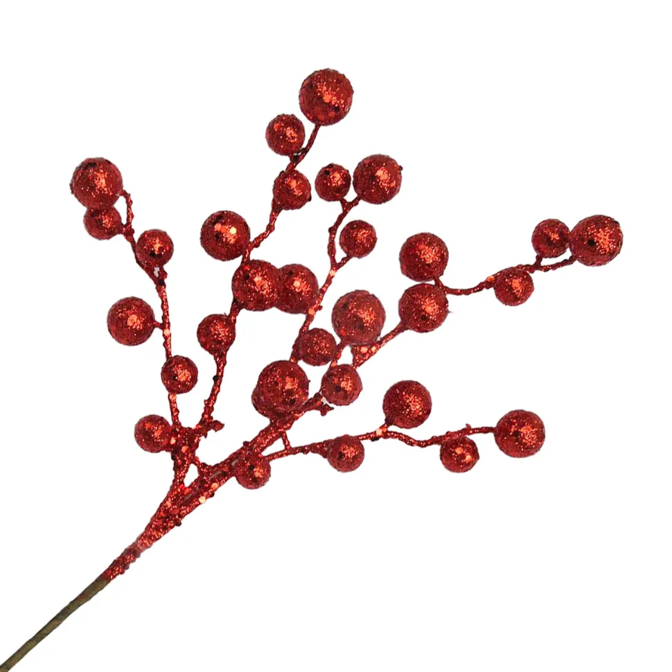 SPRAY BERRY 15″ RED GLITTER