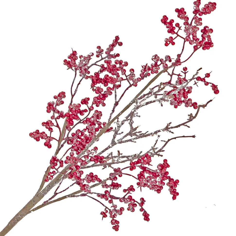 SPRAY BERRY 28″ RED W/ICE FROSTING