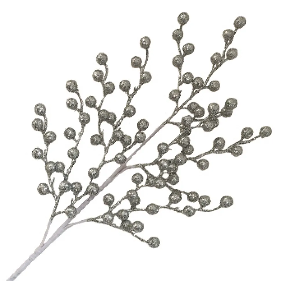 SPRAY BERRY 25.5″ SILVER GLITTER