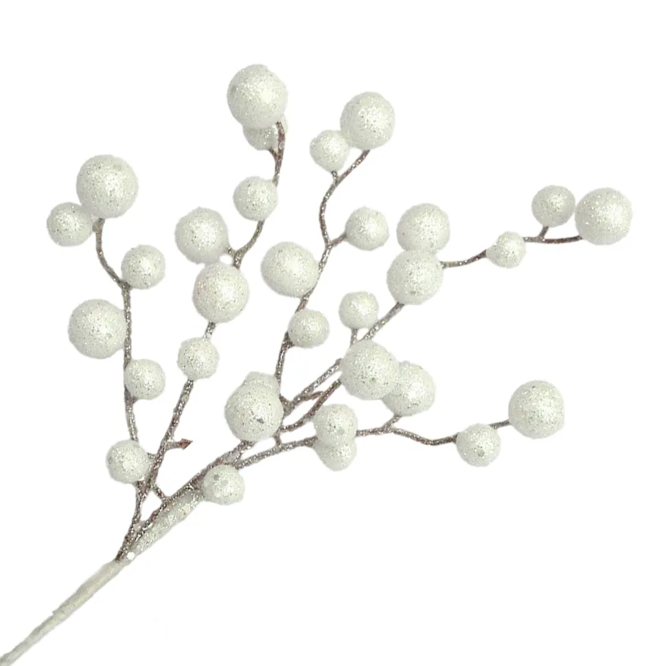 SPRAY BERRY 15″ WHITE 15″ W/ GLITTER