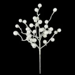 SPRAY BERRY LARGE 16″ WHITE GLITTER