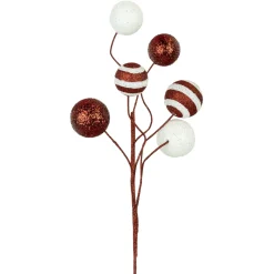 SPRAY CANDY CANE BALLS 20″ RED/WHITE GLITTER