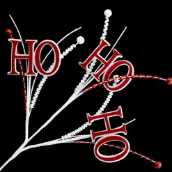 SPRAY CANDY CANE HOHOHO 13″ WHT/RED