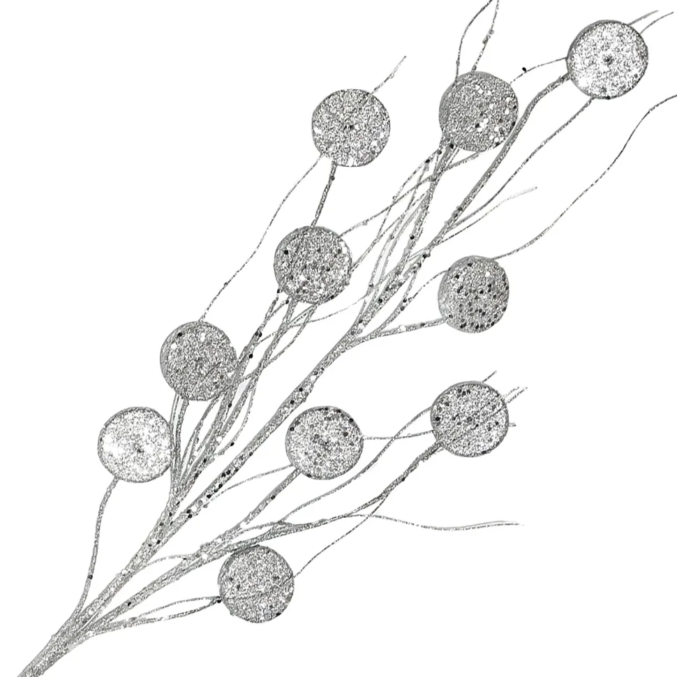 SPRAY DISC W/GRASS 32″ SILVER GLITTER