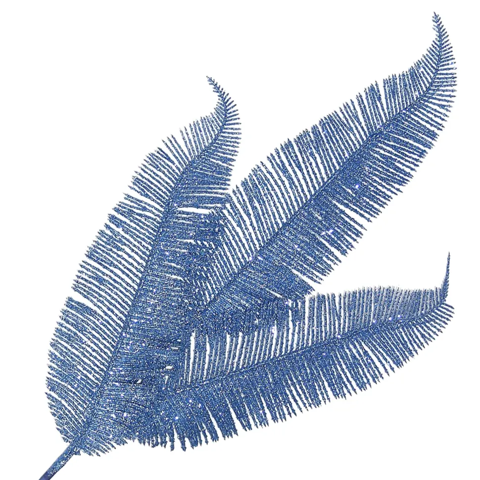 SPRAY FERN LEAVES 23.5″ STEEL BLUE GLITTER