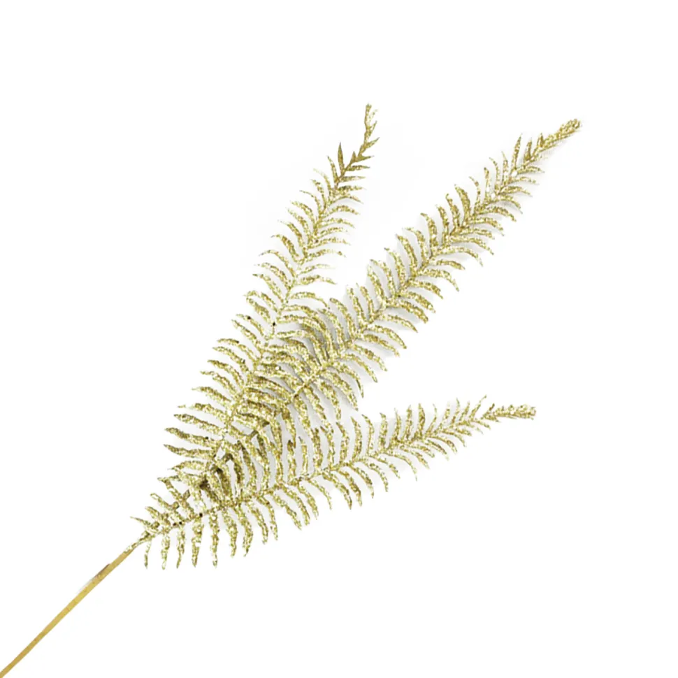 SPRAY FERN LEAVES 29.5″ X3 GOLD GLITTER