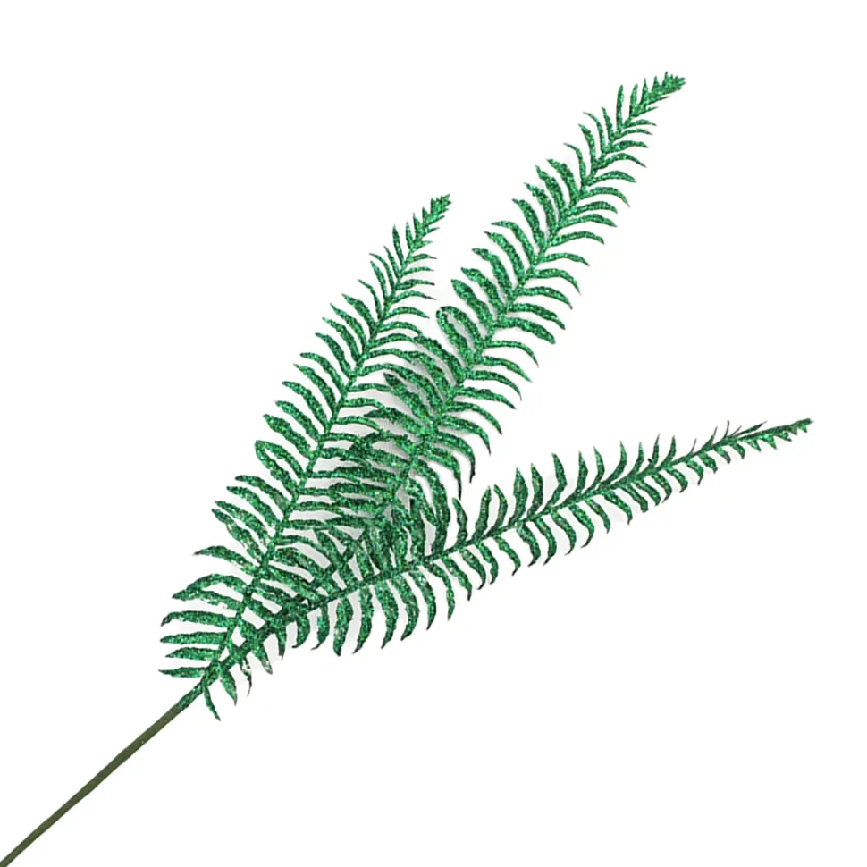 SPRAY FERN LEAVES 29.5″ X3 GREEN GLITTER