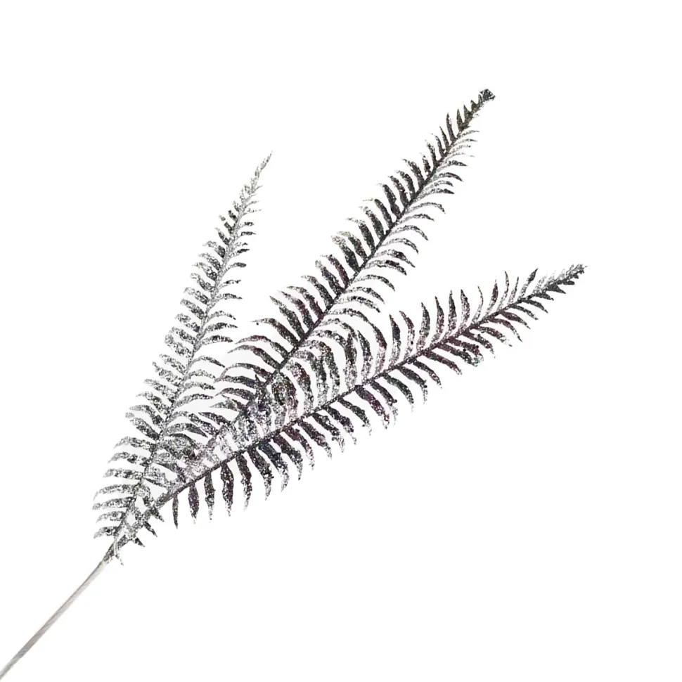 SPRAY FERN LEAVES 29.5″ X 3 SILVER GLITTER