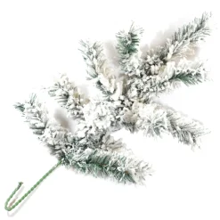SPRAY FLOCKED PVC PINE 26″ 11 TIPS W/ HEAVY SNOW