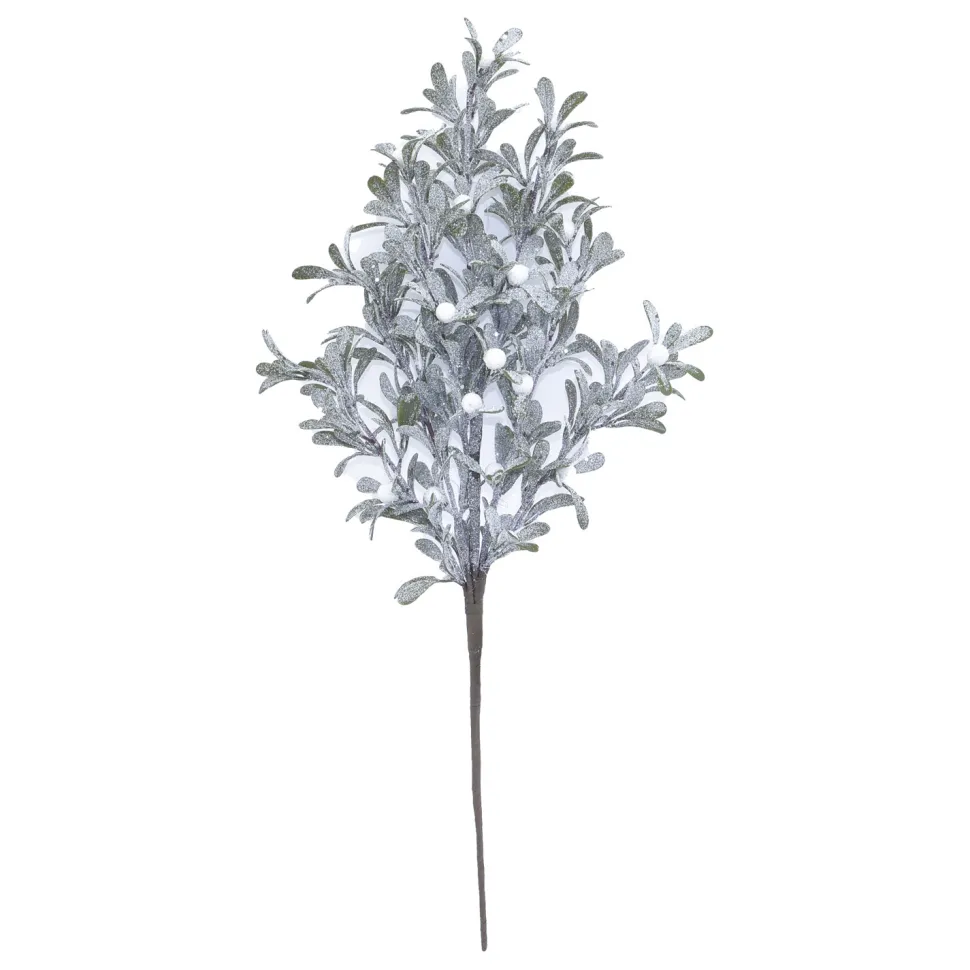 SPRAY FROSTED MISTLETOE 28″ W/ WHITE BERRY