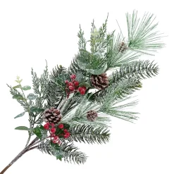 SPRAY FROSTED MIXED PINE 35.5″ GREEN W/ CONES & BERRIES