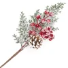 SPRAY FROSTED PINE 14.5″ RED BERRY W/ CEDAR & CONE