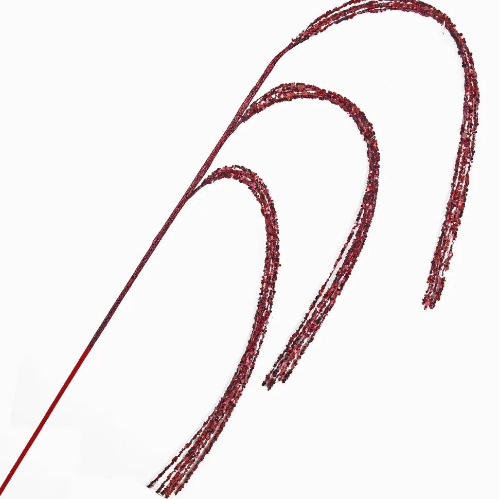 SPRAY GRASS HANGING 24″ BURGUNDY SEQUINS