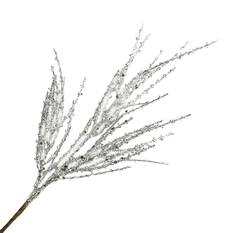 SPRAY GRASS LEAVES 16″ SILVER 16″ GLITTER