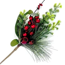SPRAY GRN PINE 15″ RED BERRIES MIXED W/ PINE AND GREENERY