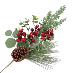 SPRAY GRN PINE 24″ RED BERRIES EUCALYPTUS, CONES & BERRIES