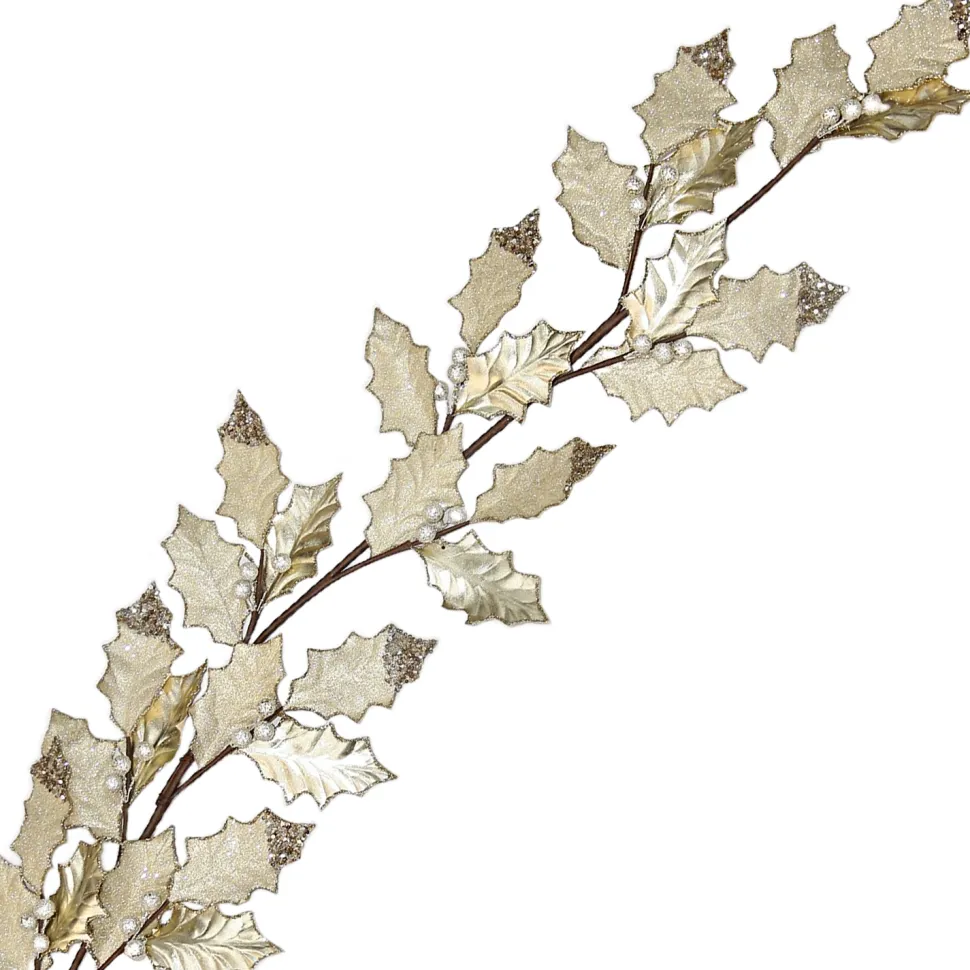 SPRAY LEAVES 28″ CHAMPAGNE METALLIC W/GLTR