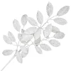 SPRAY LEAVES 33″ WHITE W/ SILVER GLITTER