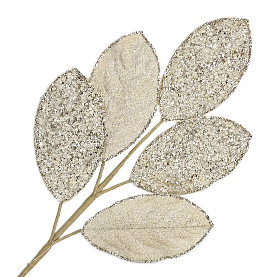 SPRAY LEAVES BAY 28″ ICE BLUE GLITTER