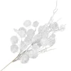 SPRAY LEAVES EUCALYPTUS 30″ WHITE W/ GLITTER TWIGS