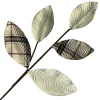 SPRAY LEAVES FABRIC 26″ 2-TONE VELVET PLAID /CREAM GLITTER EDGE