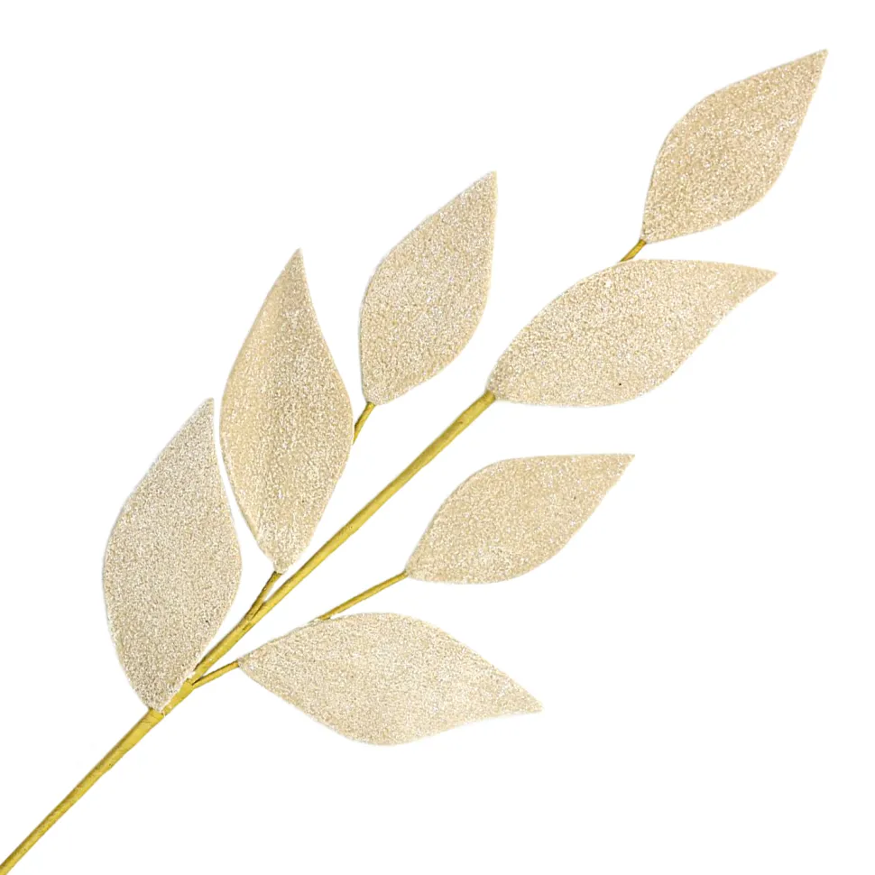 SPRAY LEAVES FABRIC 26″ WOOL NATURAL/ FROSTED