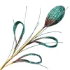 SPRAY LEAVES FOLDED/ RIBBED 22″ PEACOCK GLITTER