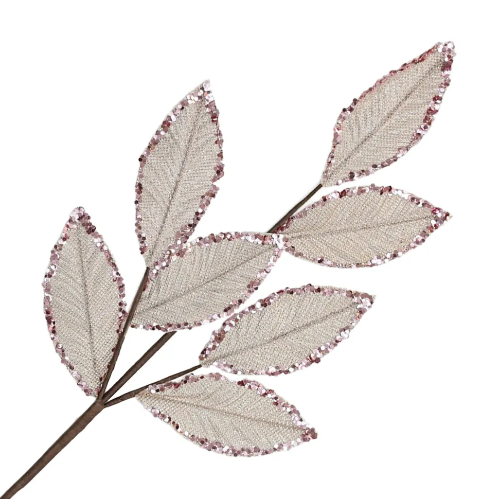 SPRAY LEAVES HOLLY 30″ SAGE GREEN VELVET W/GOLD BERRY