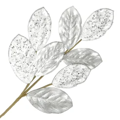 SPRAY LEAVES MAGNOLIA 27.5″ SILVER METALIC W/ GLITTER