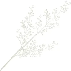 SPRAY LEAVES MINI 26″ WHITE GLITTER