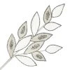 SPRAY LEAVES VELVET 30.5″ WHITE/ SILVER W/ GLTR & SEQUIN