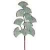 SPRAY LEAVES VELVET FAN 26.3″ AQUA GREEN FABRIC W/GLTR