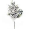 SPRAY PINE FLOCKED 20″ FLOCKED MIXED GREENS W/ BERRIES & 2 PINE CONES