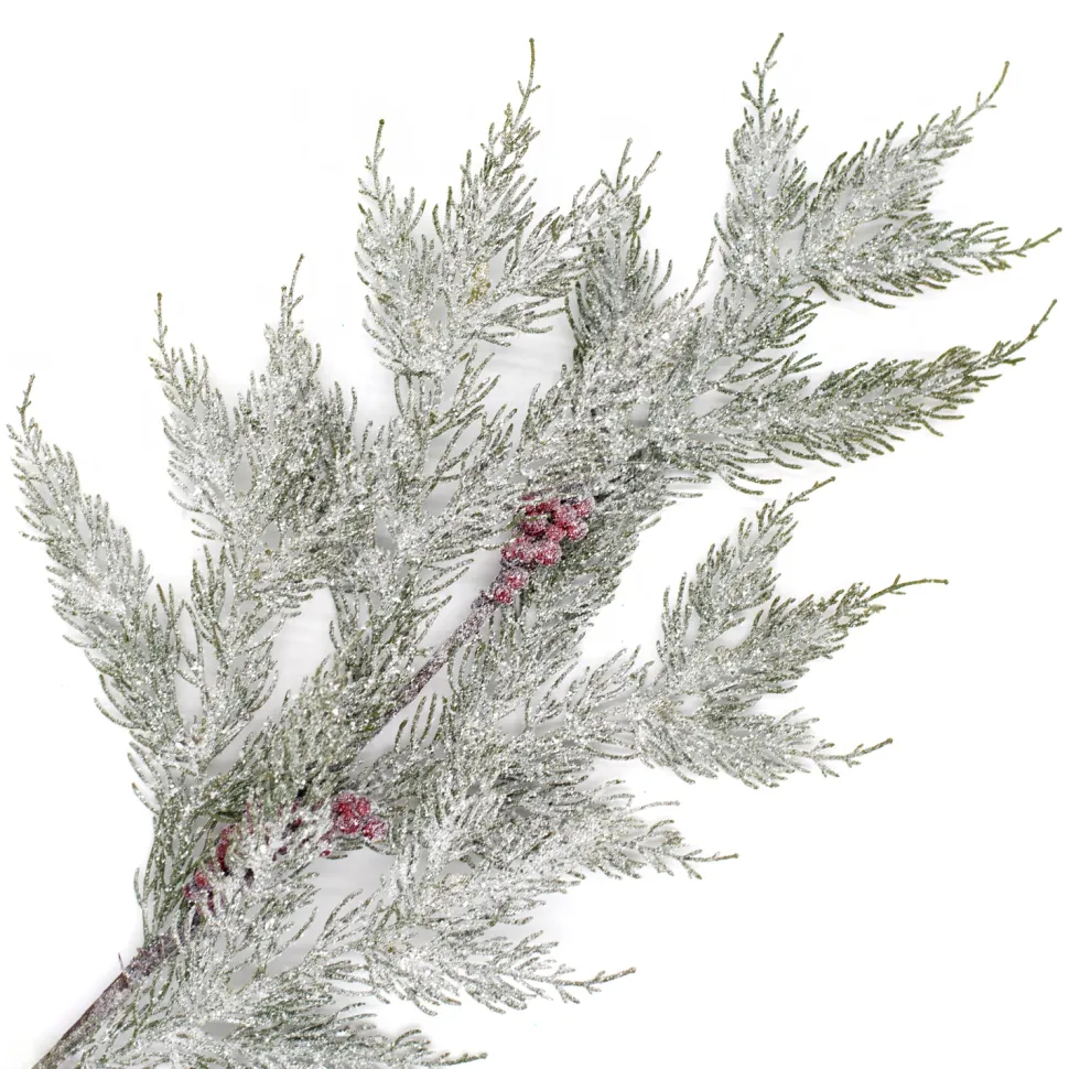 SPRAY PINE FROSTED 28.5″ CEDAR W/ RED BERRIES