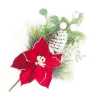 SPRAY RED POINSETTIA 16″/MINI POD /MIXED GREENERY W/ BERRIES FLOCKED