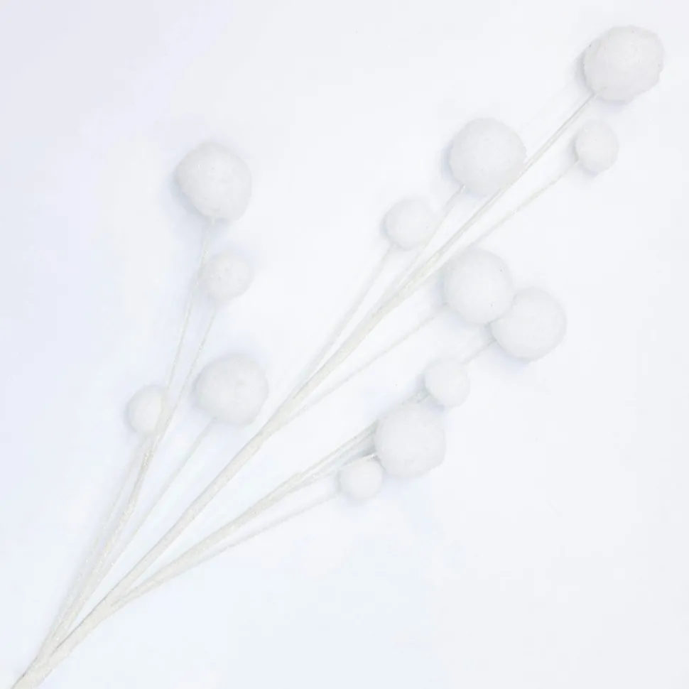 SPRAY SNOWBALL 35.5″ WHITE FABRIC & GLITTER