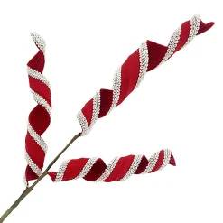 SPRAY SWIRL VELVET 31.5″ RED W/LACE TRIM