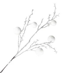 SPRAY TWIG 34″ FLOCKED BRANCH W/ 5 SNOW BALLS