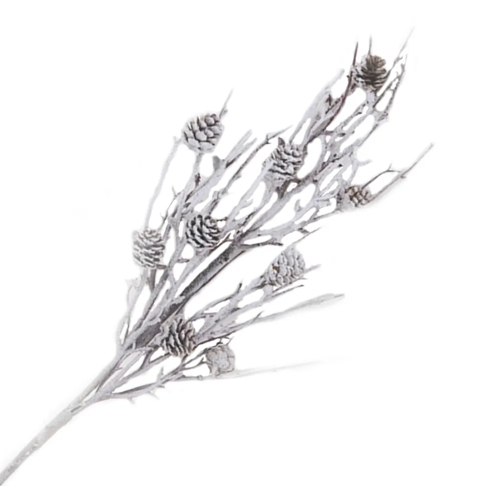 SPRAY TWIG 28″ NATURAL W/ CONES FLOCKED