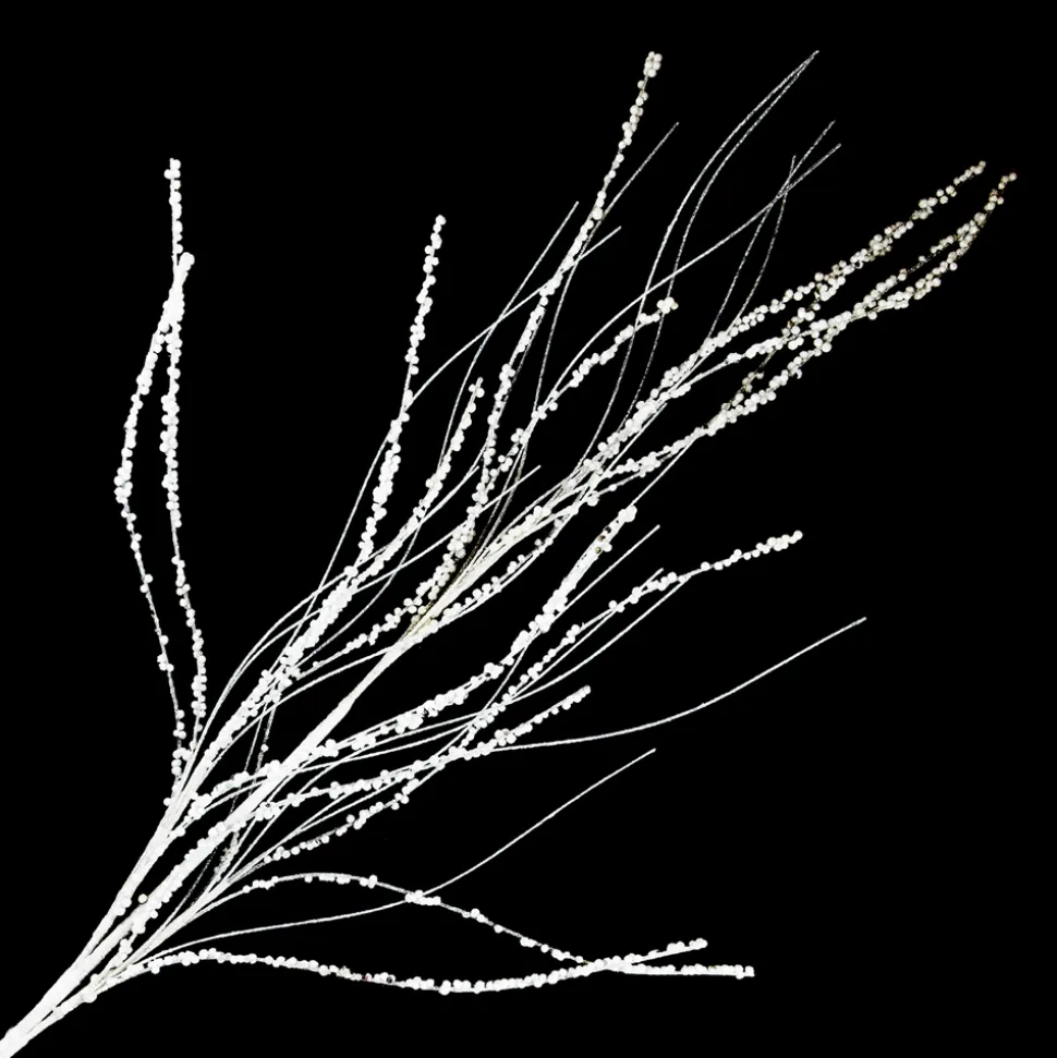 SPRAY TWIG 39″ WHITE W/ MINI BALLS