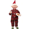 STANDING ELF 15″ RED PAJAMAS HAVING COOKIES