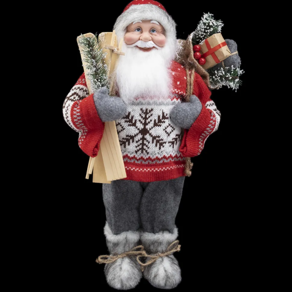 STANDING SANTA 18″ RED/GRAY/WHITE W/ SKIES